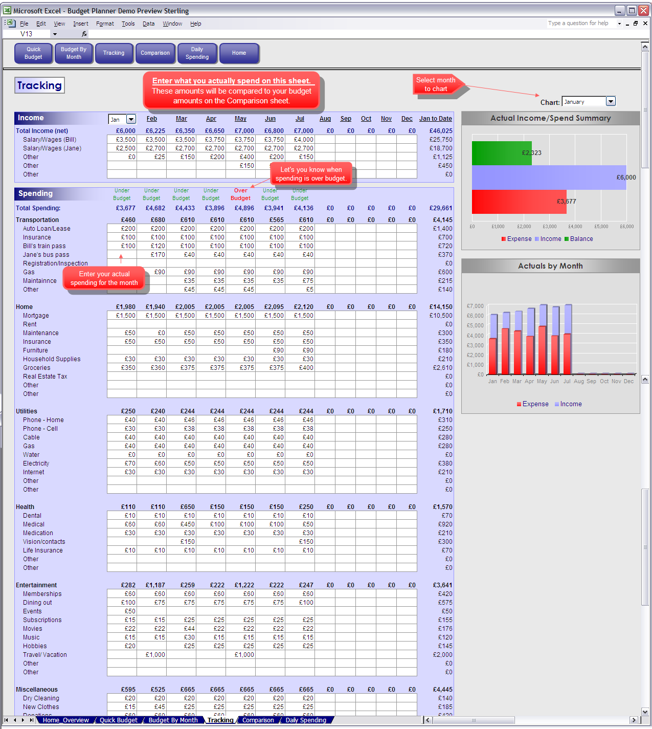 Excel Budget Tracking Spreadsheet